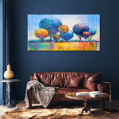 Colorful trees in the summer sun Glass Print