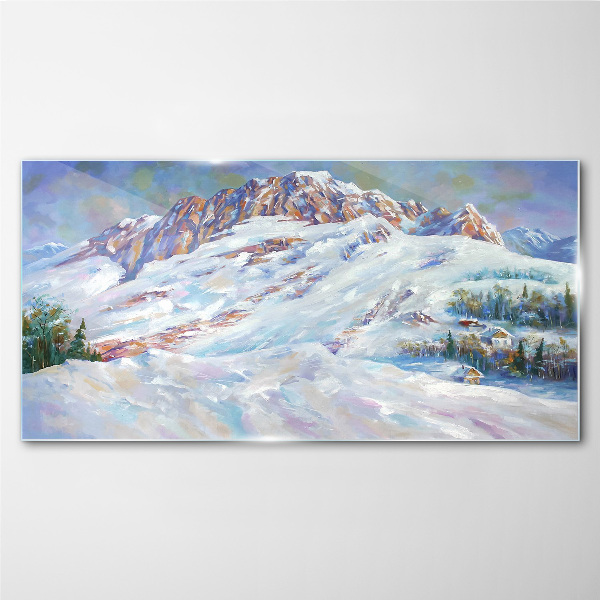 Winter mountain landscape Glass Print