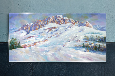 Winter mountain landscape Glass Print