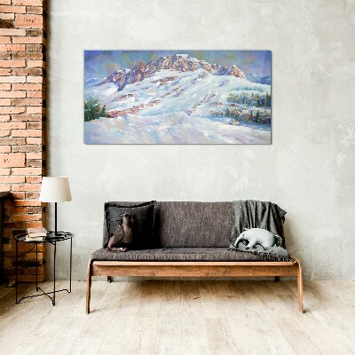Winter mountain landscape Glass Print