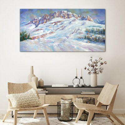 Winter mountain landscape Glass Print