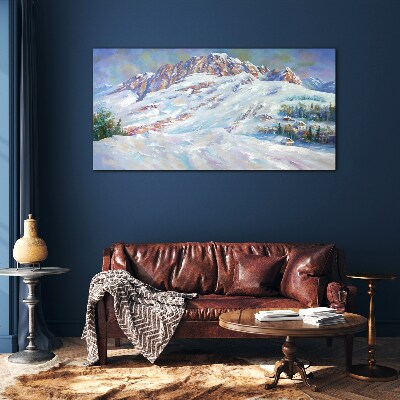 Winter mountain landscape Glass Print