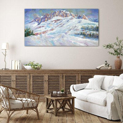 Winter mountain landscape Glass Print