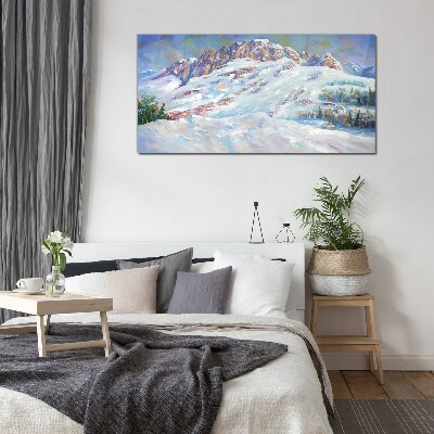 Winter mountain landscape Glass Print