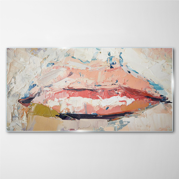 Delicate lips in pastel shades Glass Print