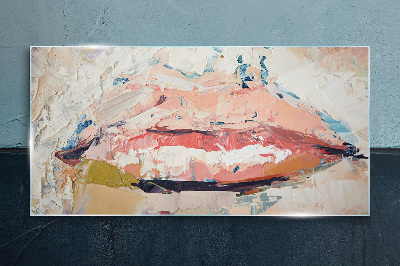 Delicate lips in pastel shades Glass Print