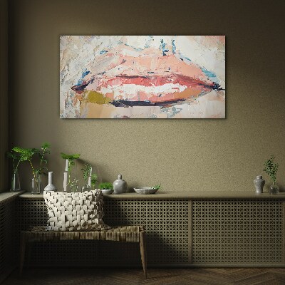 Delicate lips in pastel shades Glass Print