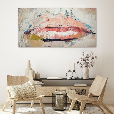 Delicate lips in pastel shades Glass Print