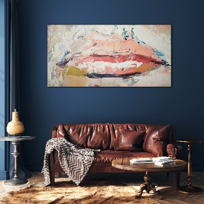 Delicate lips in pastel shades Glass Print