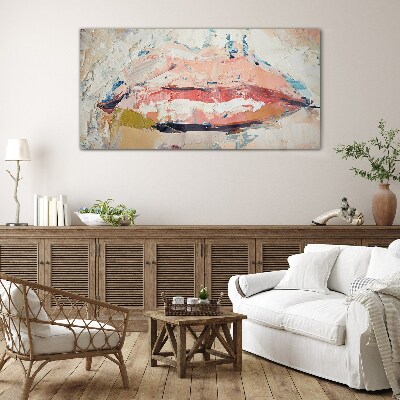 Delicate lips in pastel shades Glass Print