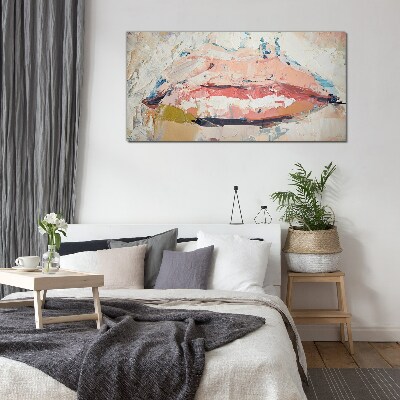 Delicate lips in pastel shades Glass Print