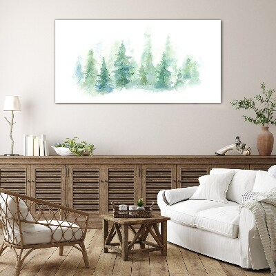Watercolor tree forest Glass Print