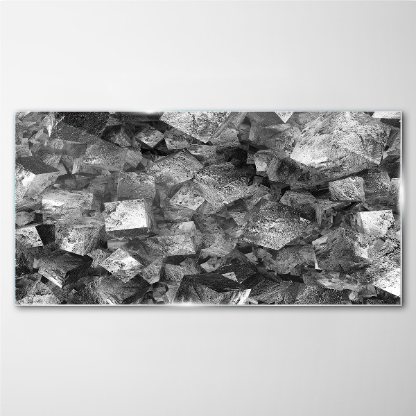 Abstract cubes in monochromatic tones Glass Print
