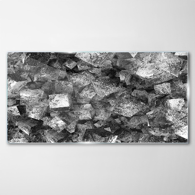 Abstract cubes in monochromatic tones Glass Print