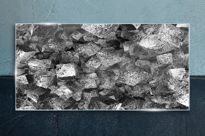Abstract cubes in monochromatic tones Glass Print