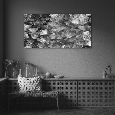 Abstract cubes in monochromatic tones Glass Print