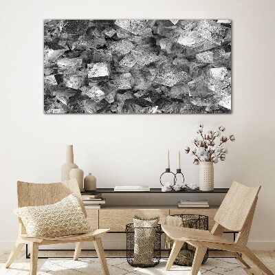 Abstract cubes in monochromatic tones Glass Print