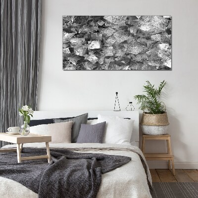 Abstract cubes in monochromatic tones Glass Print