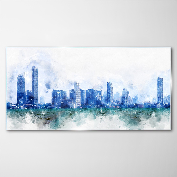 The sky above the city Glass Print