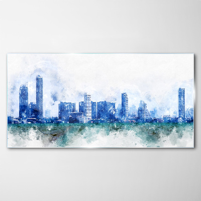The sky above the city Glass Print