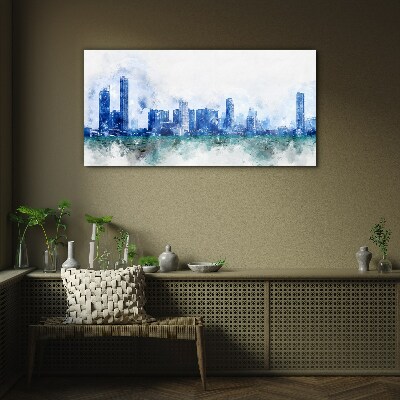 The sky above the city Glass Print