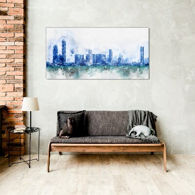 The sky above the city Glass Print