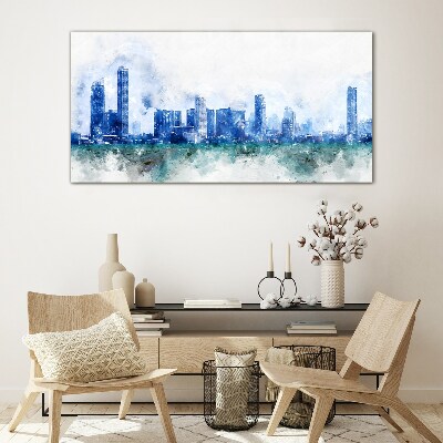 The sky above the city Glass Print