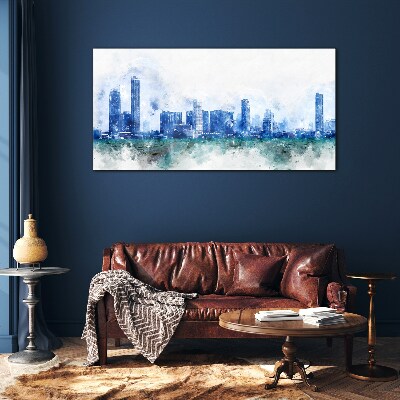 The sky above the city Glass Print