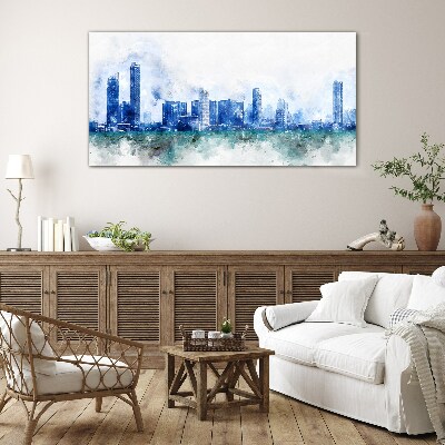 The sky above the city Glass Print