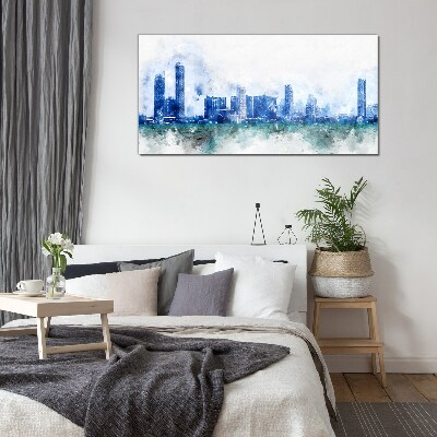 The sky above the city Glass Print