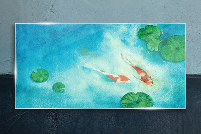 Koi fish painting animal Glass Print
