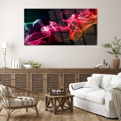 Waves of colored fog Glass Print