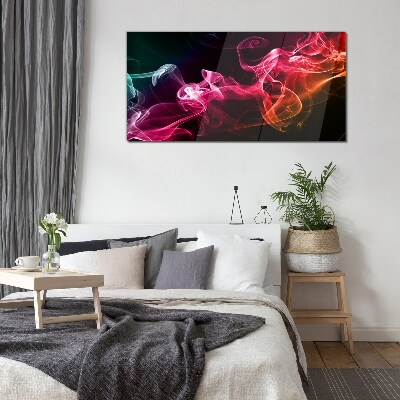 Waves of colored fog Glass Print