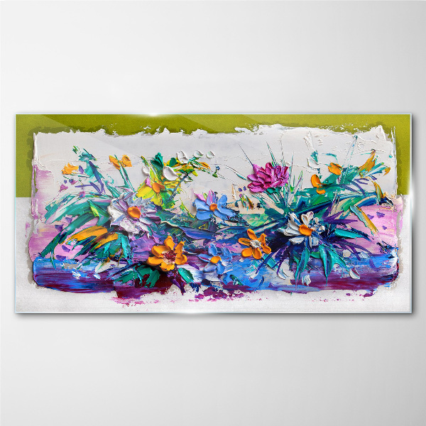 A floral arrangement in intense colours Glass Print