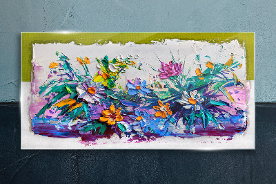 A floral arrangement in intense colours Glass Print