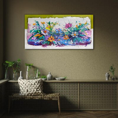 A floral arrangement in intense colours Glass Print