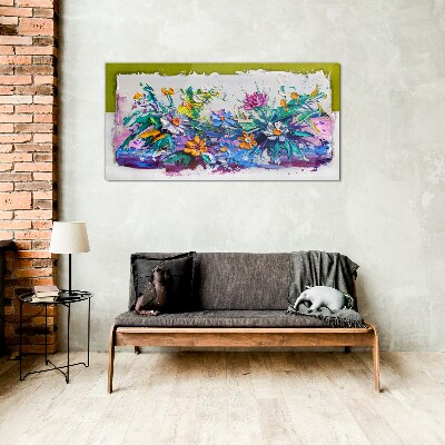 A floral arrangement in intense colours Glass Print