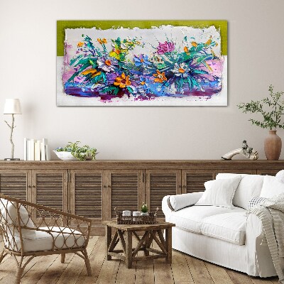 A floral arrangement in intense colours Glass Print