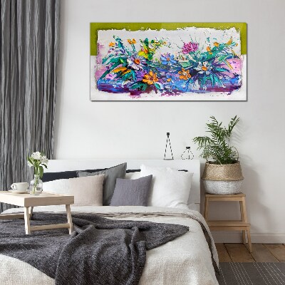A floral arrangement in intense colours Glass Print