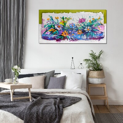 Painting flowers Glass Print