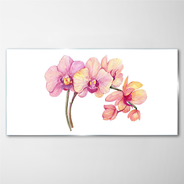 Painting flowers branch Glass Print