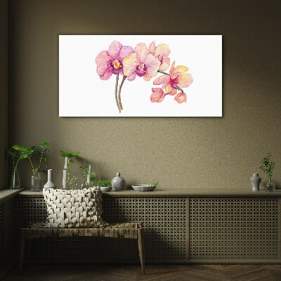 Painting flowers branch Glass Print