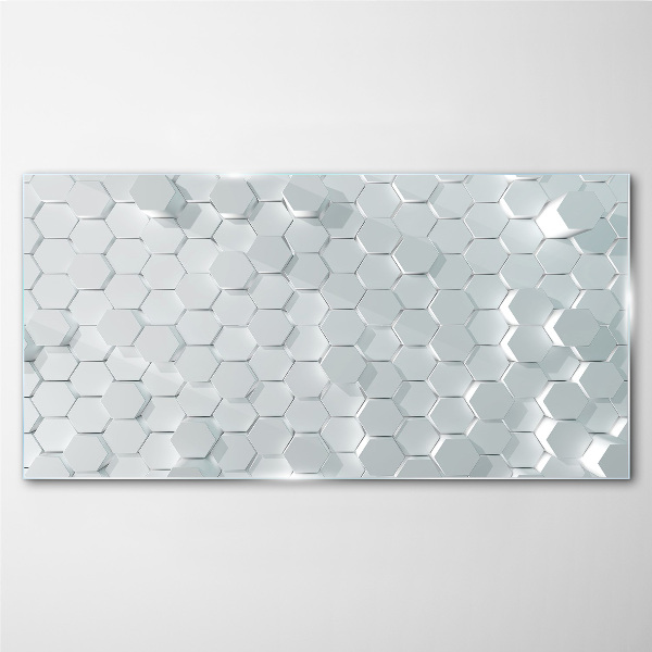 Hexagonal pattern in shades of gray Glass Print