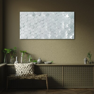 Hexagonal pattern in shades of gray Glass Print