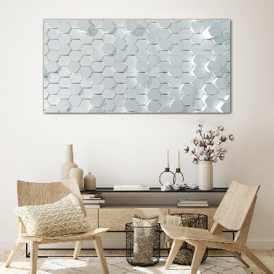 Hexagonal pattern in shades of gray Glass Print