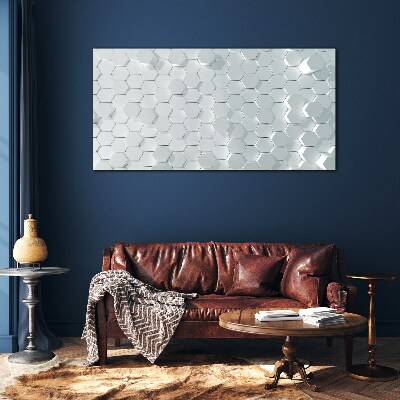 Hexagonal pattern in shades of gray Glass Print