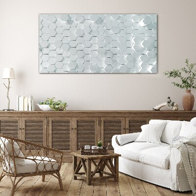 Hexagonal pattern in shades of gray Glass Print