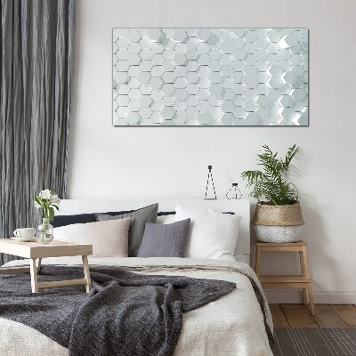 Hexagonal pattern in shades of gray Glass Print