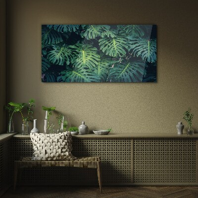 Tropical Green in Monstera Leaves Glass Print