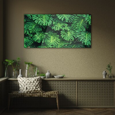 Tropical Leaf Mosaic Glass Print